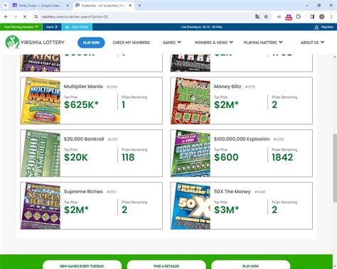 va lottery promo code|virginia lottery scratch off codes.